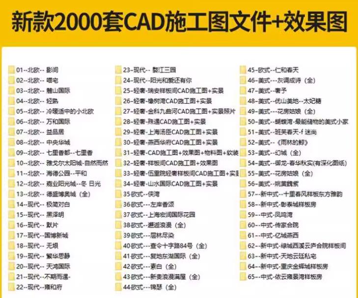 新款2000套 家装设计CAD施工图文件+效果图