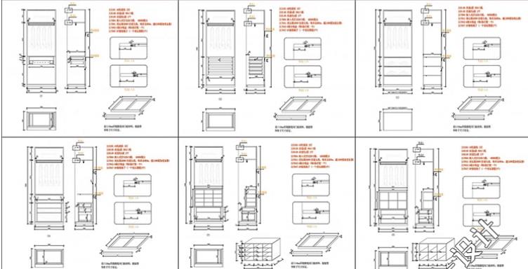 全屋定制通用CAD图纸  高定木作系列专用（包含衣柜+格栅+偏轴吊挂门）