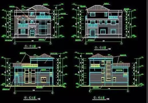 农村自建多层别墅CAD平面效果图施工图