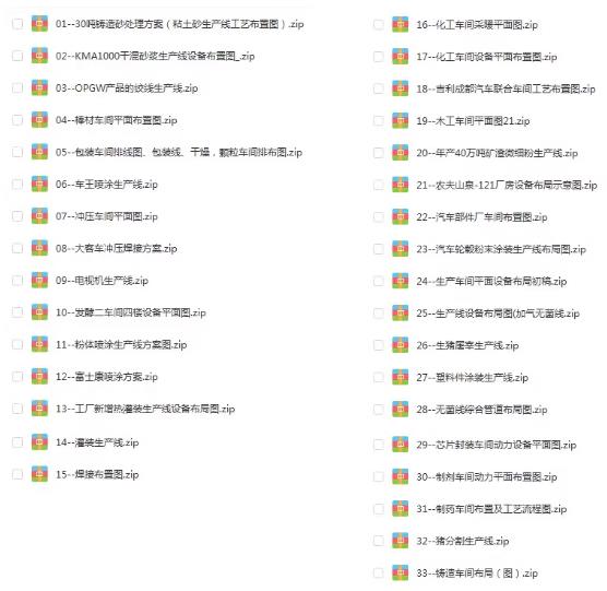 81套工厂车间生产线平面布局CAD图纸