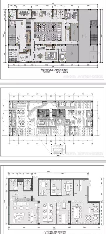 12套办公室设计方案：CAD平面布局图+工装家具+办公空间室内设计（施工图纸图库）