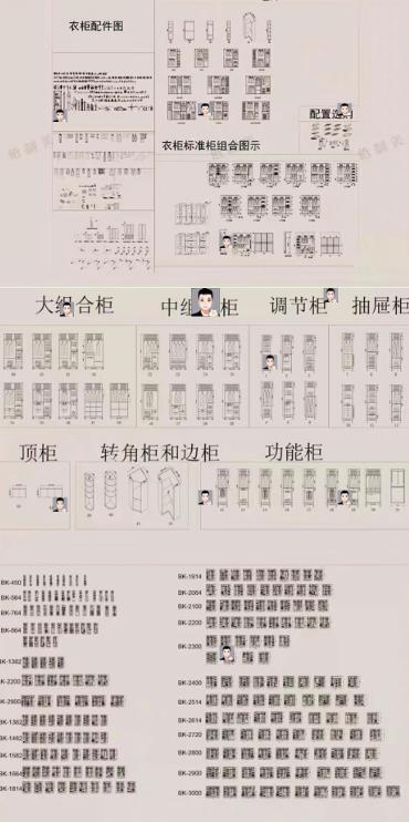3400套家装衣柜+酒橱柜子+榻榻米家具CAD图库 | 平立面施工图纸（全屋定制设计）