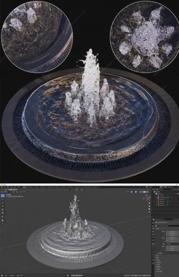 6套广场喷泉水景3D模型 – 水柱帘瀑布流水Rhino/OBJ/FBX/Blender犀牛格式