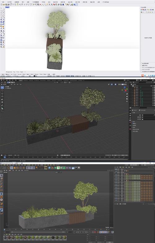 2套Blender公园户外座椅3D模型 – MAYA/Rhino犀牛C4D/FBX/OBJ景观素材