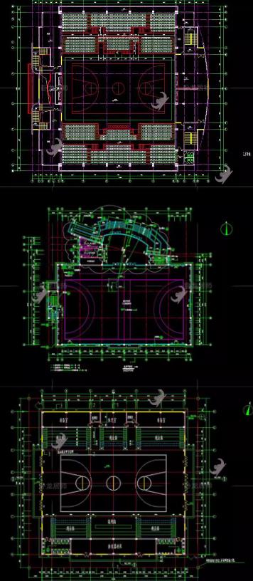 100套体育场馆CAD施工图大全 | 足球场/篮球场/游泳馆建筑设计平面图