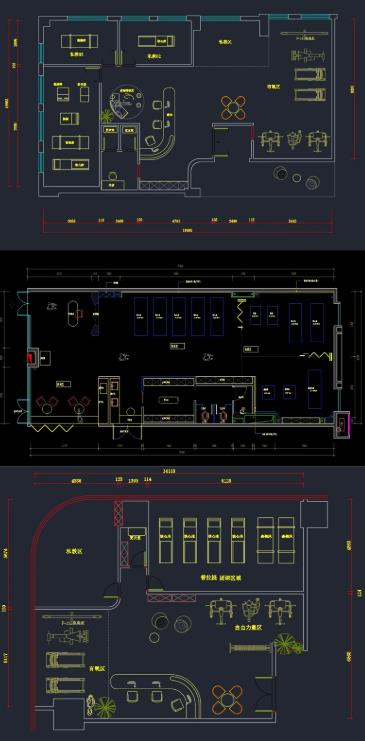 15套专业瑜伽馆&普拉提工作室CAD设计图 – 健身房平面布置图+施工图素材下载