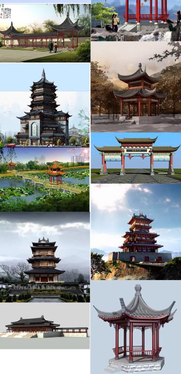 780套中式古建筑3D模型库：四合院/门楼/古塔/亭子3Dmax设计素材合集