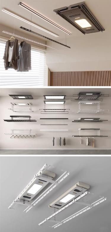 70组室内设计素材-隐形电动晾衣架3D模型｜遥控升降+自动伸缩3Dmax工程文件
