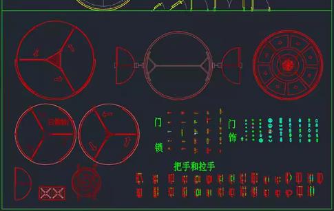 【门类CAD图库】双翼旋转门/超高超重门/防火门CAD施工图+地弹簧/闭门器大样图