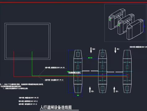 人行道闸系统CAD图库|道闸设备接线图|车牌识别系统安装图|智能安防施工图块大全