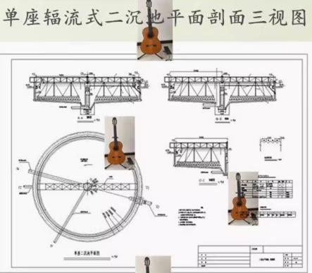 1张辐流式二沉池CAD施工图全套下载 – 含平面/剖面/三视图（污水处理专用）
