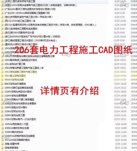 206套电力工程CAD施工图大全 – 变电所/配电室/发电厂强弱电设计图纸下载