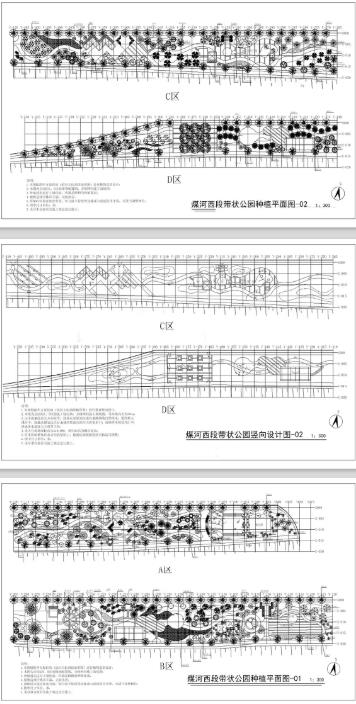 园林设计CAD资源包：线性公园+广场接头+口袋公园施工图纸