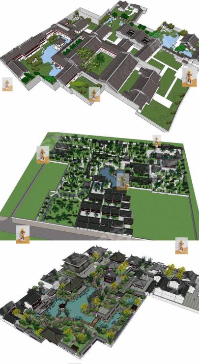 【SU模型+CAD】古典苏州园林拙政园/留园/网师园/狮子林新中式景观设计素材