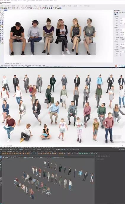 4套高质量人物3D模型合集：男性/女性/儿童角色 (含OBJ, FBX, Blender, MAYA, Rhino源文件)
