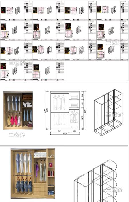 100套全屋定制衣柜CAD图纸：聚焦双移门/三移门内部结构与立面施工图