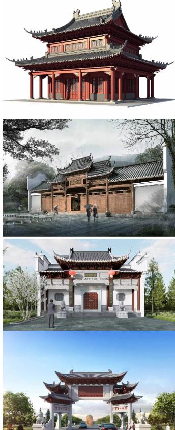 780套44G中式古建筑3D模型库：大型四合院/古塔/门楼/亭子3Dmax模型素材