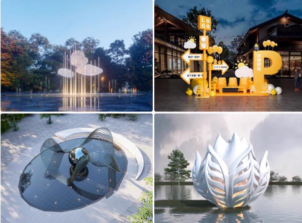 40组户外景观雕塑与艺术装置3D模型库（公园/广场/商业街适用）