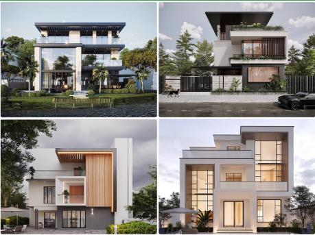 570套现代中式别墅外观3D模型 | 乡村自建房与民宿室外建筑素材库 (3DMAX可用)